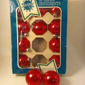 Vintsge Red Glass Christmas Ornaments